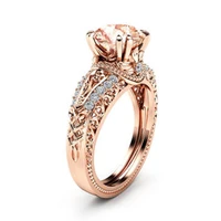 trendy geometric flower cubic zirconia wedding rings for women fashion engagement ring female jewelry