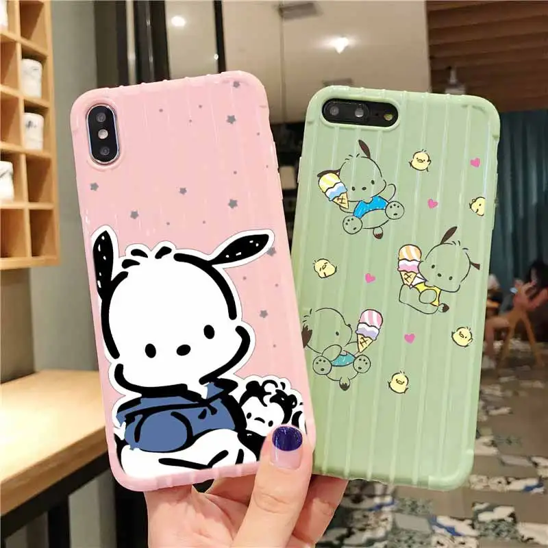 Милый черный Pochacco собака на колесиках чемодан чехол для телефона IPhone 11 Pro Max X XS MAX 8