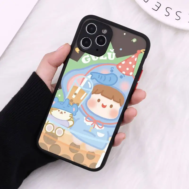 

Cute painting cartoon Phone Cases Matte For iPhone 12 Mini 11 Pro XR XS Max 7 8 Plus X Hard PC Back Cover