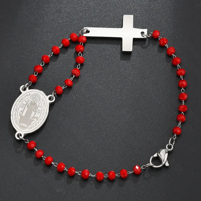 Счастливый браслет из нержавеющей стали с красным хрустальным Бисером мужской и