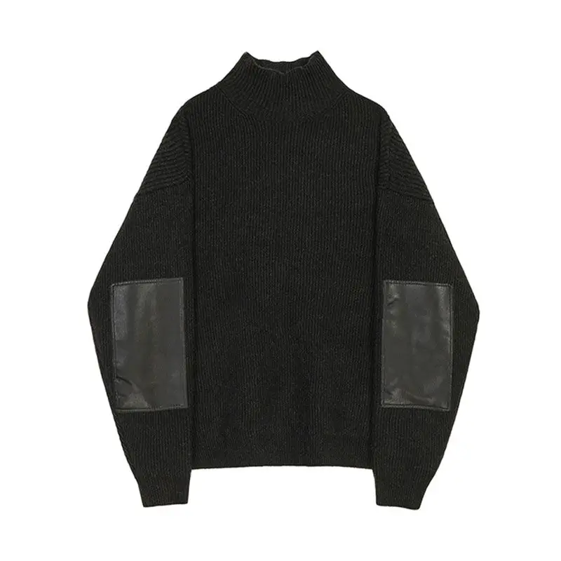 

2021 Women's Patchwork Sweater Loose Casual Turtleneck Warm Thicken Jumper Ins Street Korean Female Harajuku Knitted Pullovers