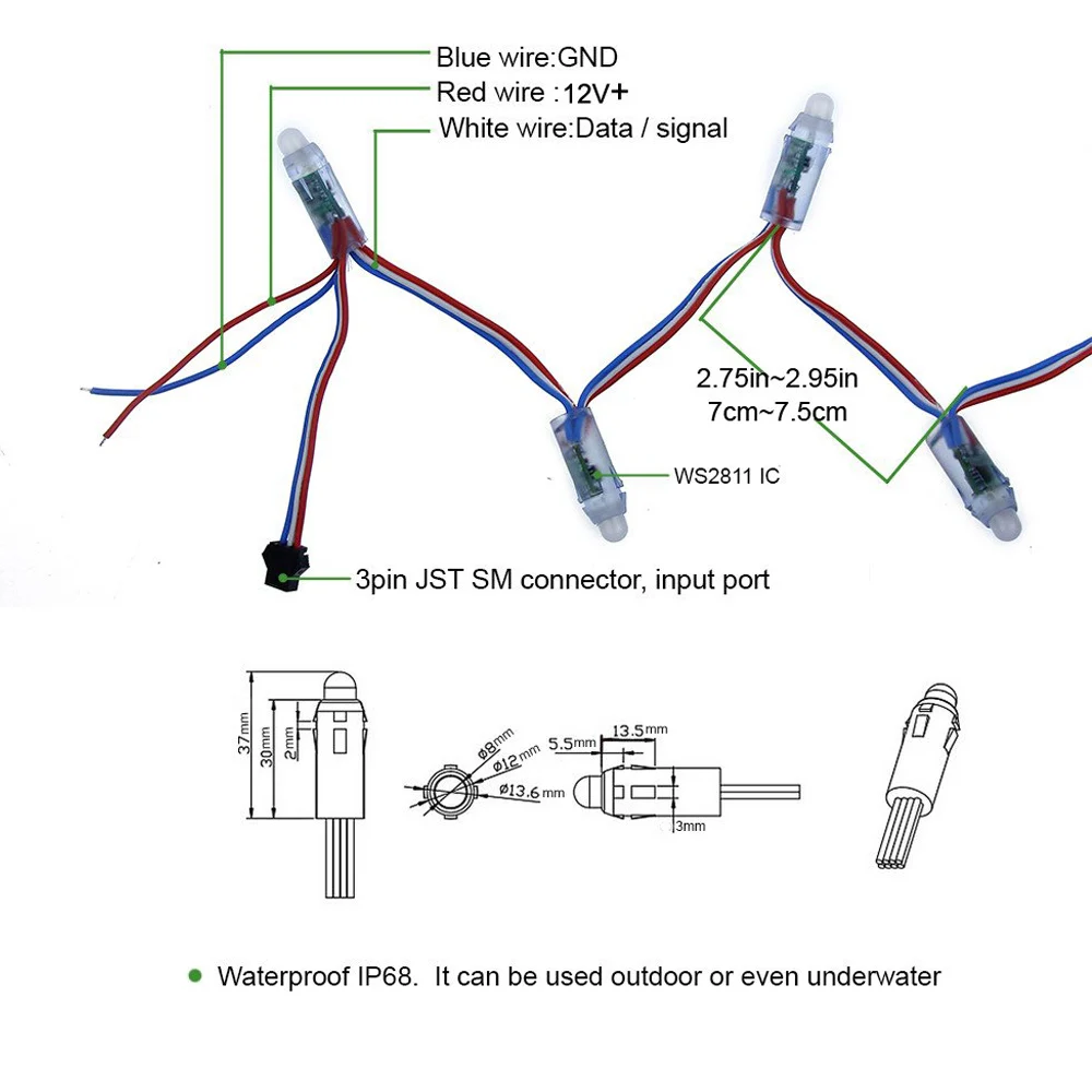 50 шт. 12 мм WS2811 IC RGB полноцветные пиксели USB СВЕТОДИОДНЫЙ светильник WiFi музыка bluetooth