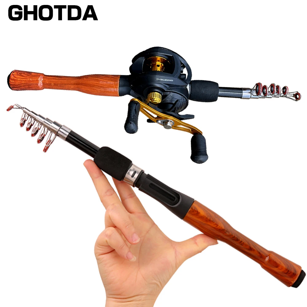 

GHOTDA Multifunctional Fishing Gear Set 1.3m 1.6m 1.8m Carbon Fiber Rotating Telescopic Fishing Rod and Reel Left/Right