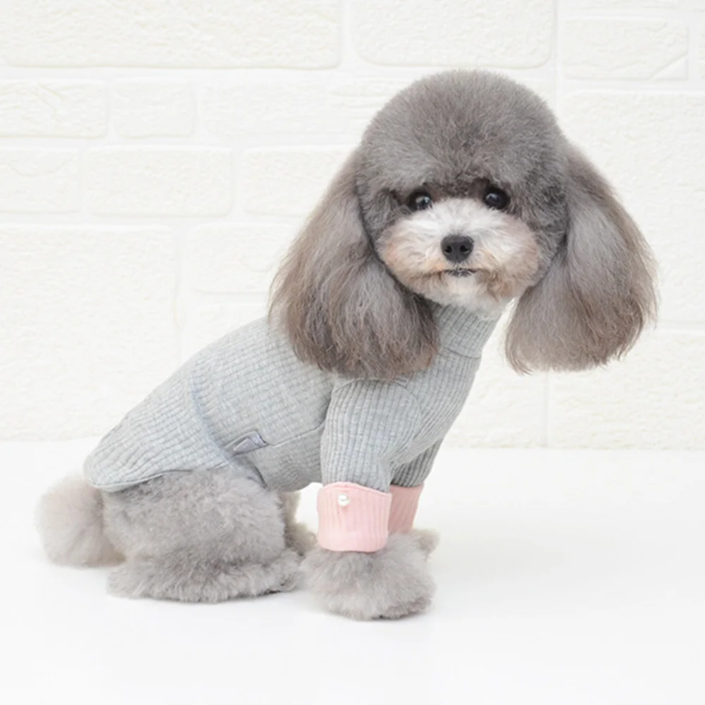 Цена Зимняя одежда для маленьких собак, щенков, с длинным рукавом, Тедди бишон корги, однотонный эластичный свитер, кошачья рубашка, поставщик до...