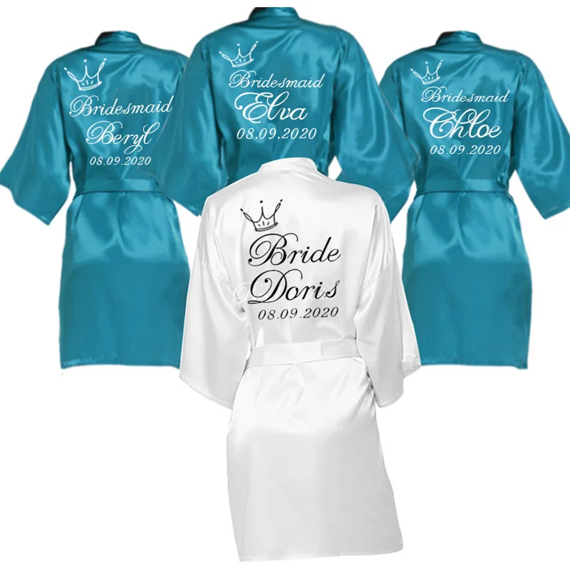 Женское кимоно из искусственного шелка с именем на заказ