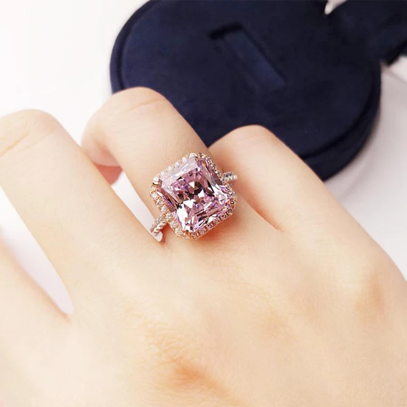 Реальный розовый Муассанит 5 карат фотоэлемент Pt950 Большая квадратная пудра