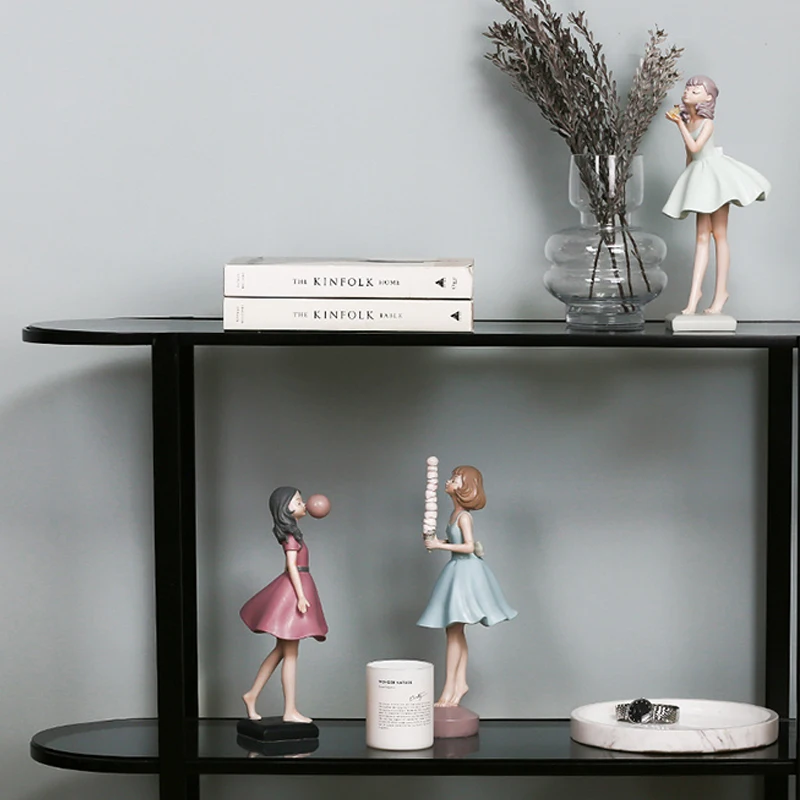 

Neylend Cute Girl Resin Statue Sculpture Home Creative Living Room Decoration Crafts Decoration Home Decoration