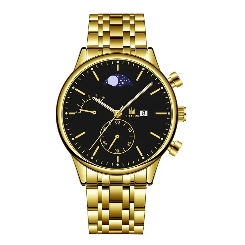 Часы наручные SHAARMS 2020 мужские спортивные кварцевые модные деловые с браслетом из
