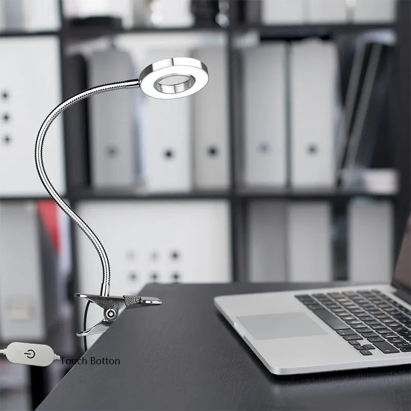 Прищепчатая настольная лампа приглушаемые сенсорные светодиодные лампы для