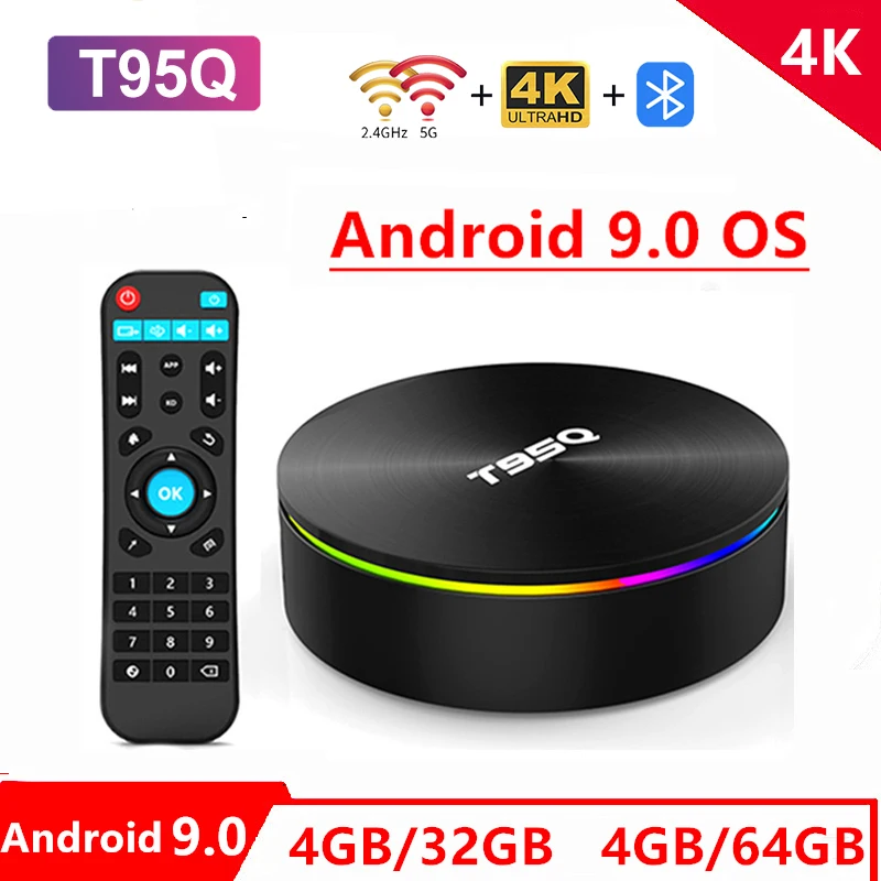 

Android 9.0 T95Q TV BOX 4GB 32GB 64GB Smart TV Box Amlogic S905X2 Quad Core 2.4G+5GHz Wifi BT4.0 4K HD Media Player Set top box