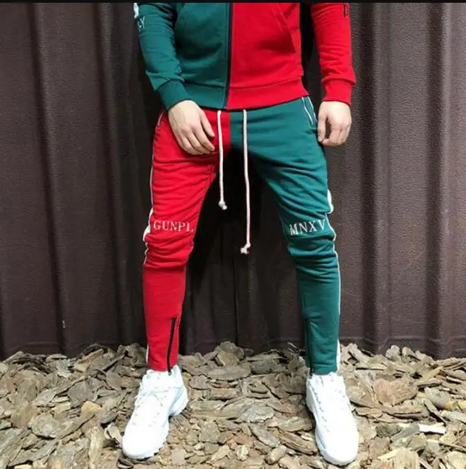 Весна 2019 новые спортивные штаны в стиле пэчворк мужские хлопковые для фитнеса