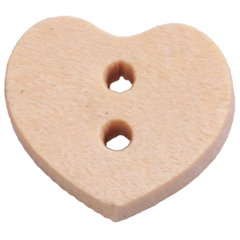 100 шт натуральные деревянные пуговицы для шитья DIY ремесло в форме сердца 2