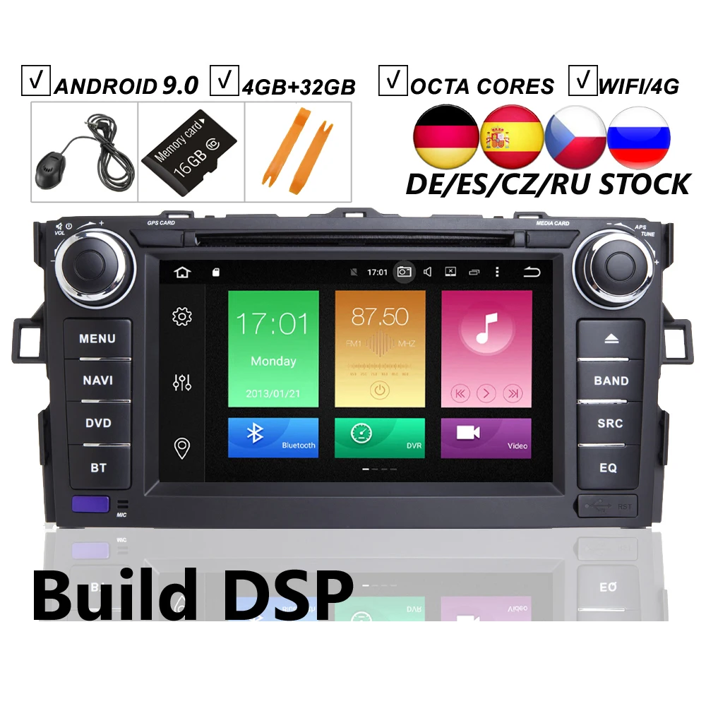 7 ips автомобильный Android 9,0 DVD gps плеер для Toyota AURIS 2006 2007 2008 2009 2010 2011 Автомобильный навигатор Raido BT Wifi/4G карта DSP