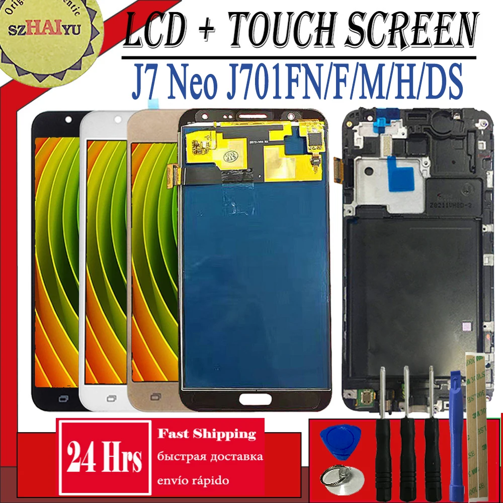 ЖК дисплей + сенсорный экран для Samsung Galaxy J7 Neo J701 J701F J701M J701MT дигитайзер с рамкой SM