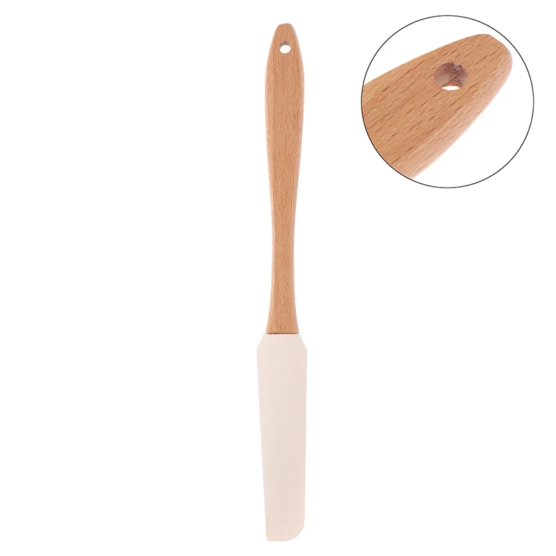 

Silicone 1pcs Scraper Durable Wood Handle Utensil Spatula Cream Butter Removable