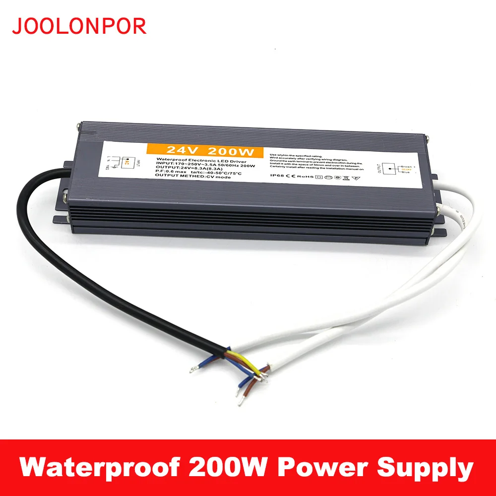 

LED Driver Switching Power Supply Ac to Dc Constant Voltage 24V 8.3A 200W IP67 Waterproof Electronic Transformer for Lighting