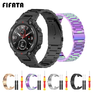 Сменный металлический ремешок FIFATA для Huami Amazfit T-Rex Pro  A1918Ares, браслет для смарт-часов, браслет на запястье из нержавеющей стали