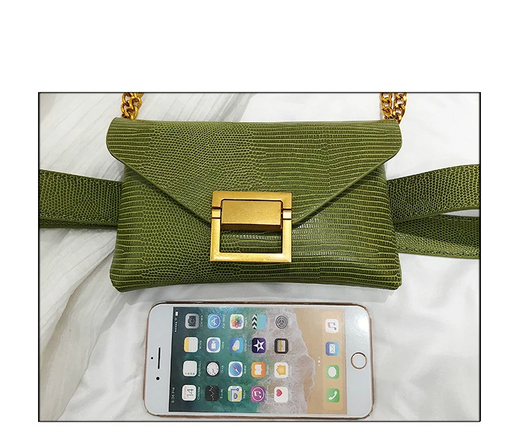 

Fashion Chest Bag Female 2020 Summer New Lizard Pattern Waist Bag Multifunctional Women Lightweight Outdoor Sports PU Square Bag