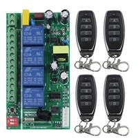ac85v 256v 4ch 4 ch 4 channel 10a relay rf wireless remote control switch system 315 mhz 433 mhz transmitter and receiver