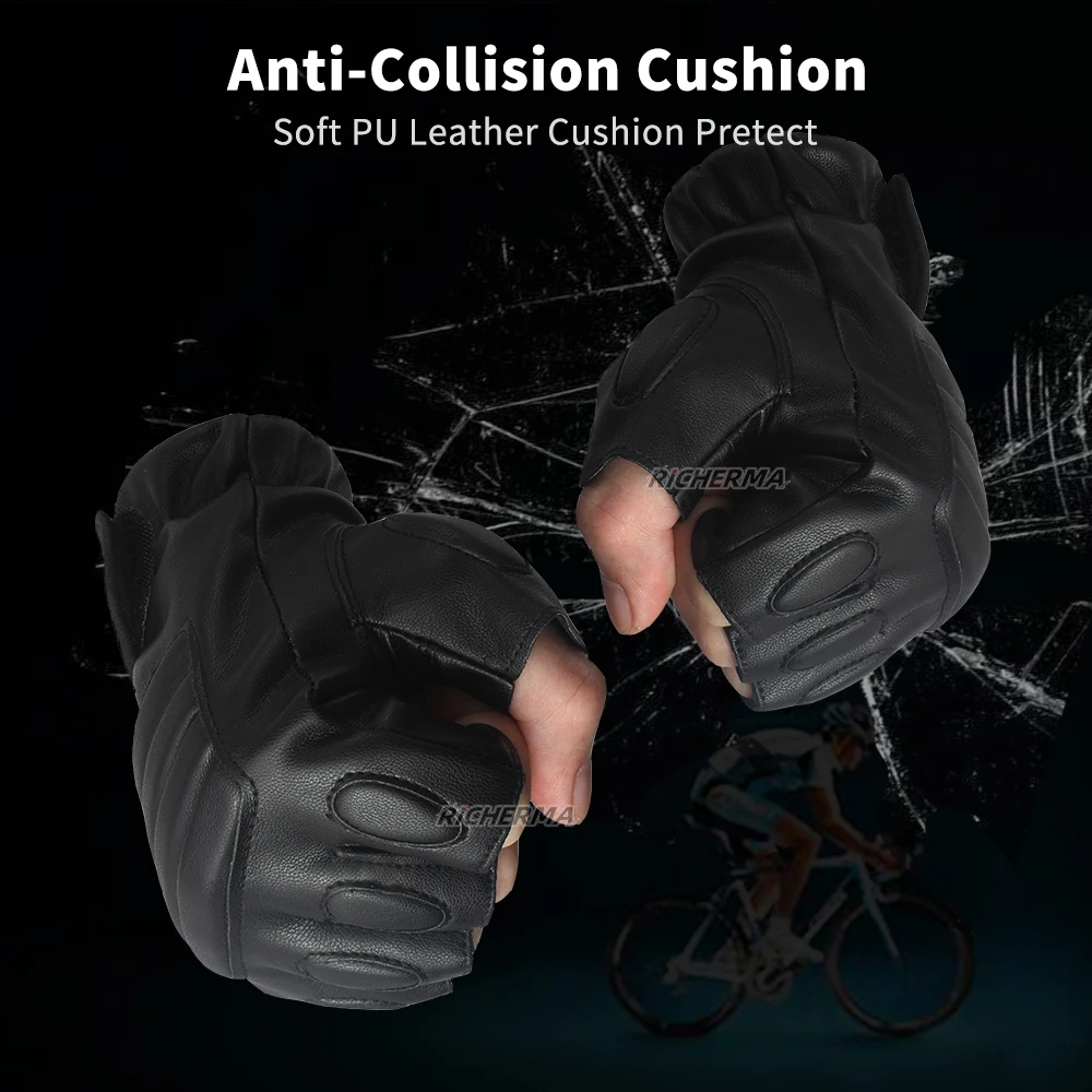 Перчатки для езды на велосипеде кожаные без пальцев мужчин и женщин | Автомобили
