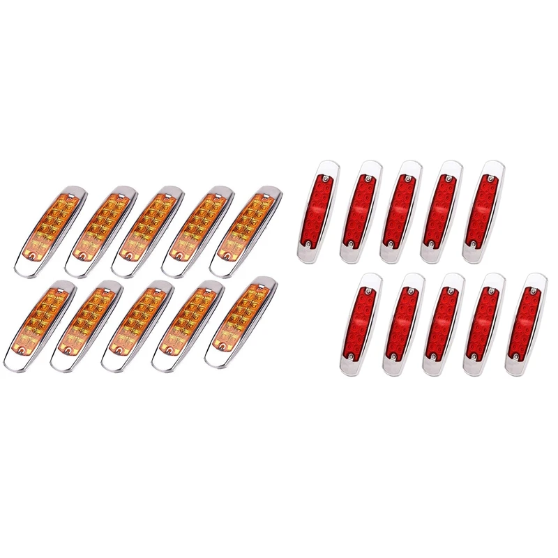 

10PCS 12V 6.4 Inch Fish Shape 12LED Side Marker Clearance Indicator Lamp for Lorry Heavy Truck Lighting Universal