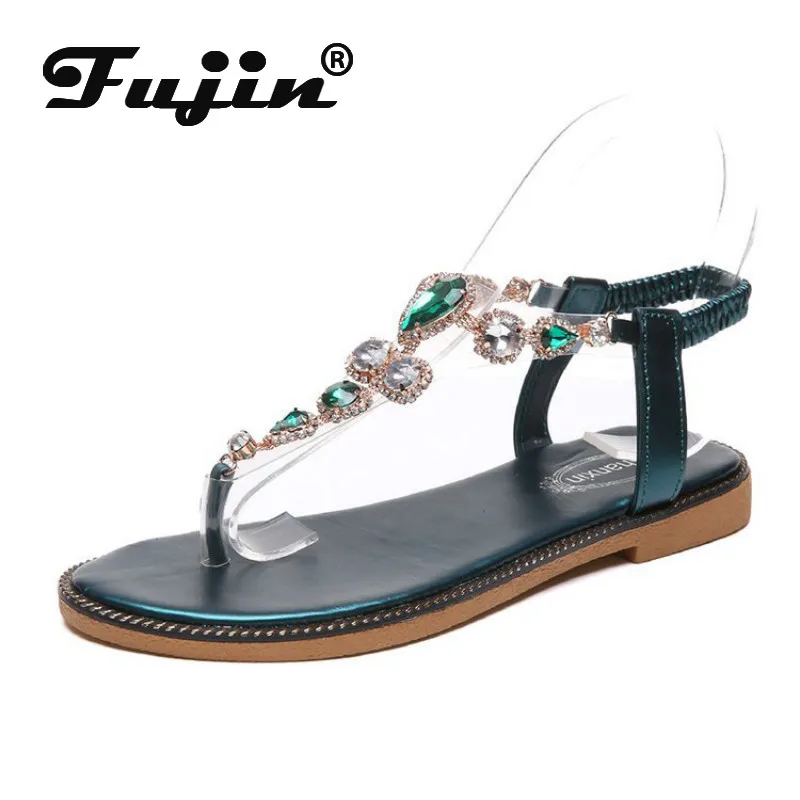 Fujin 2020 сандалии с ремешками женские летние туфли на плоской подошве студенческие