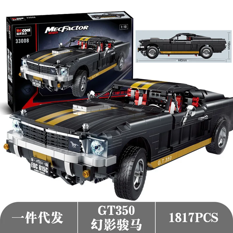 

New 1817PCS 33008 Technical Series The 1965 Mustang GT 350-H Model Building Blocks Set Classic MOC Car-styling Toys for Children