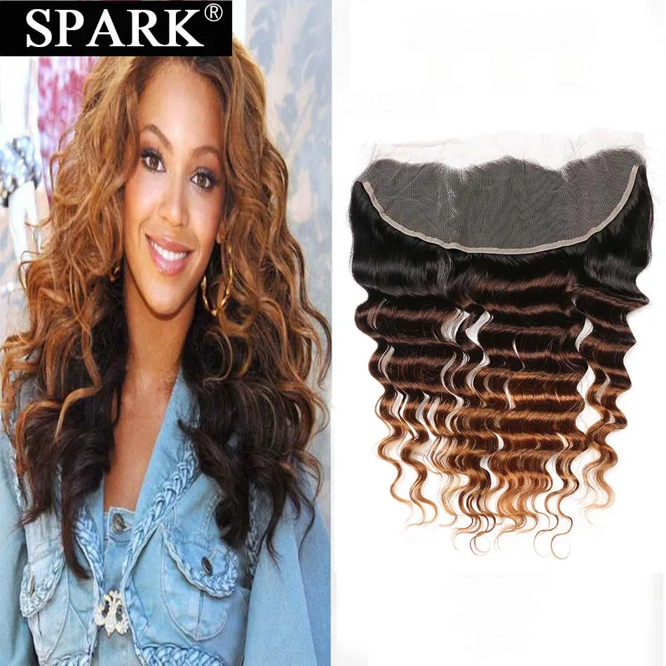 

Spark Brazilian Human Hair Lace Frontal Ombre Loose Deep Wave 13x4 Ear to Ear Free Middle Part Remy Ombre Color Medium Ratio