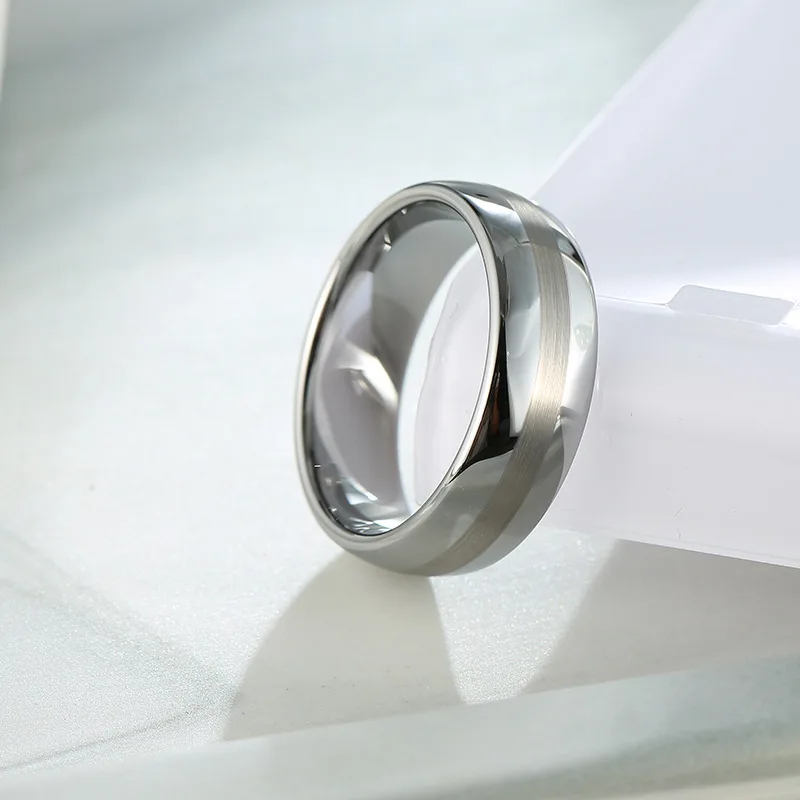 

Tungsten steel ring cold wind plating texture middle Lassa fashion trend ring