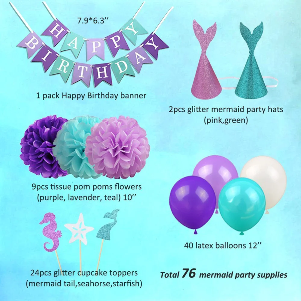 

Mermaid Balloon Birthday Decoration Set Decorative Balloons Kit Birthday Party Supplies (Mermaid Themed Suit)