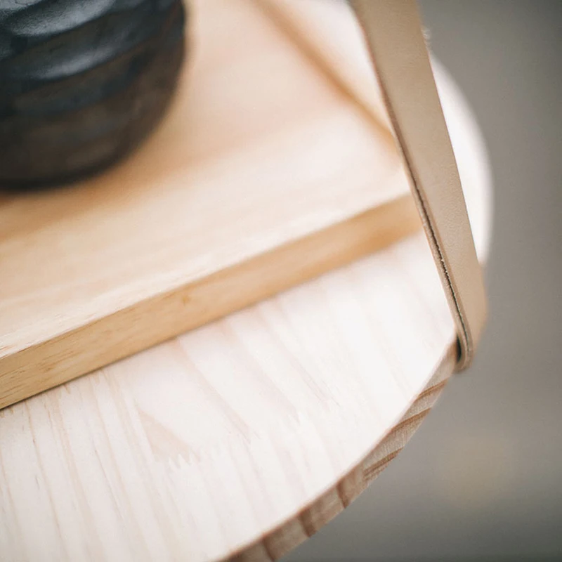 Деревянный подвесной стол подставка для растений деревянная кожаная полка