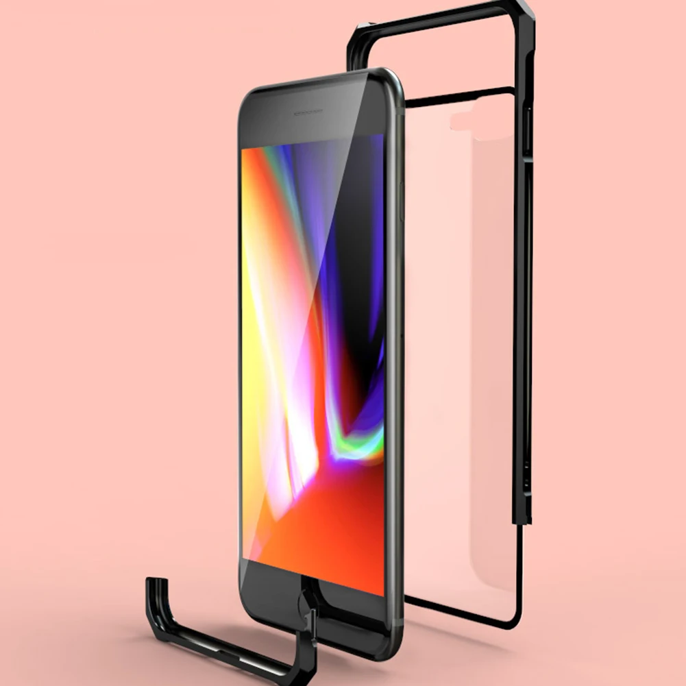 Металлический бампер из закаленного стекла чехол для iPhone 7 8 Plus противоударное стекло высокой четкости металлическая пряжка рамка защитная задняя чехол для iPhone 7 8