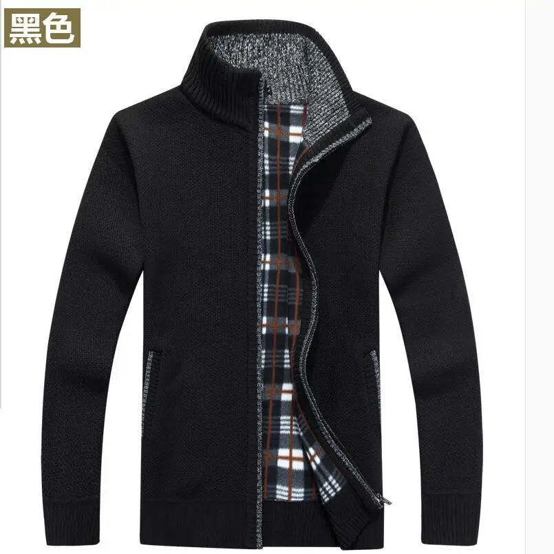 

Winter thick men's cardigan sweater stand collar sweater plus velvet plus size wool coat