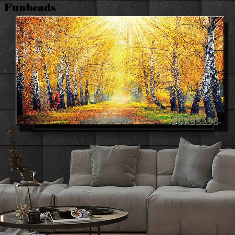 

Алмазная 5d Вышивка с кристаллами, Осенний пейзаж, дерево, алмазная живопись «сделай сам», полноразмерная/круглая вышивка, Алмазный пейзаж, д...