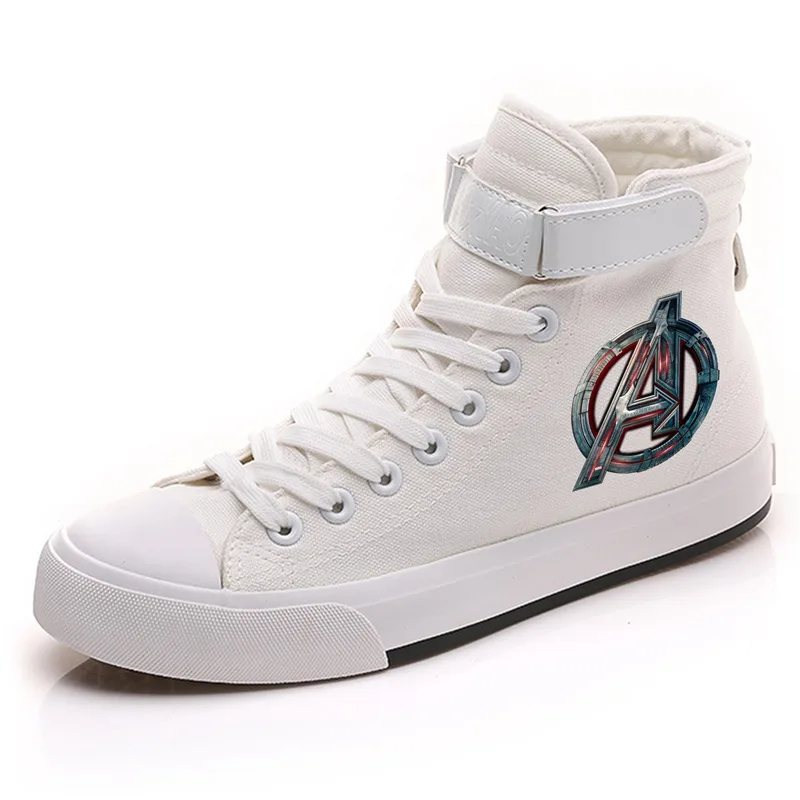 Marvel, Мстители, с принтом, высокие дышащие парусиновые кроссовки, мужские, VelcroShoelace, индивидуальные, Студенческая обувь, A19525