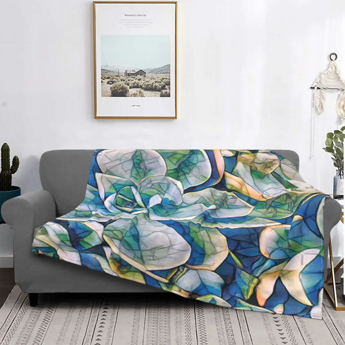 

Manta suculenta de sombra blue, colcha de muselina a cuadros para cama, manta con capucha de 90, manta ponderada