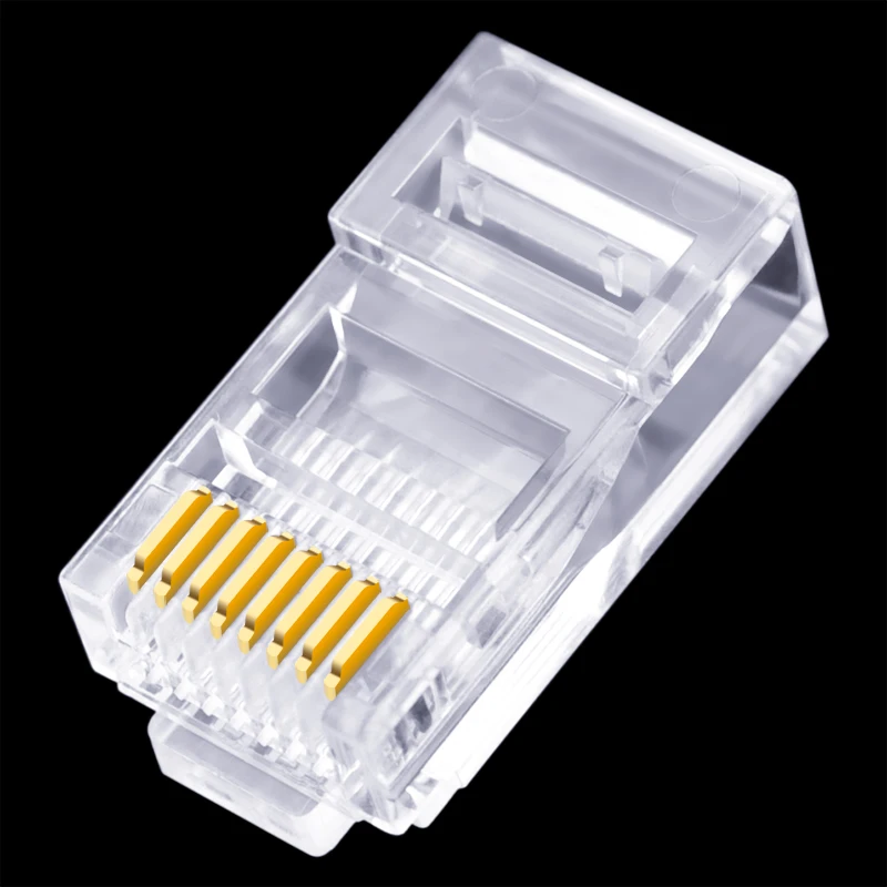 

CNCOB Cat5e RJ45 8P8C проходные Разъемы Ethernet 50u Позолоченные модульные перфорированные Сетевые штекеры кабеля штекеры 30р