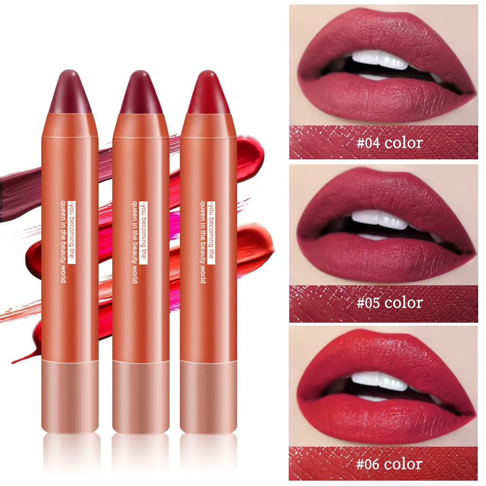 

New 6 colors Professional Red Tube Matte Lipstick Nude Batom Long-Lasting Easy to Wear Matt Lip Stick Waterproof Lips Makeup