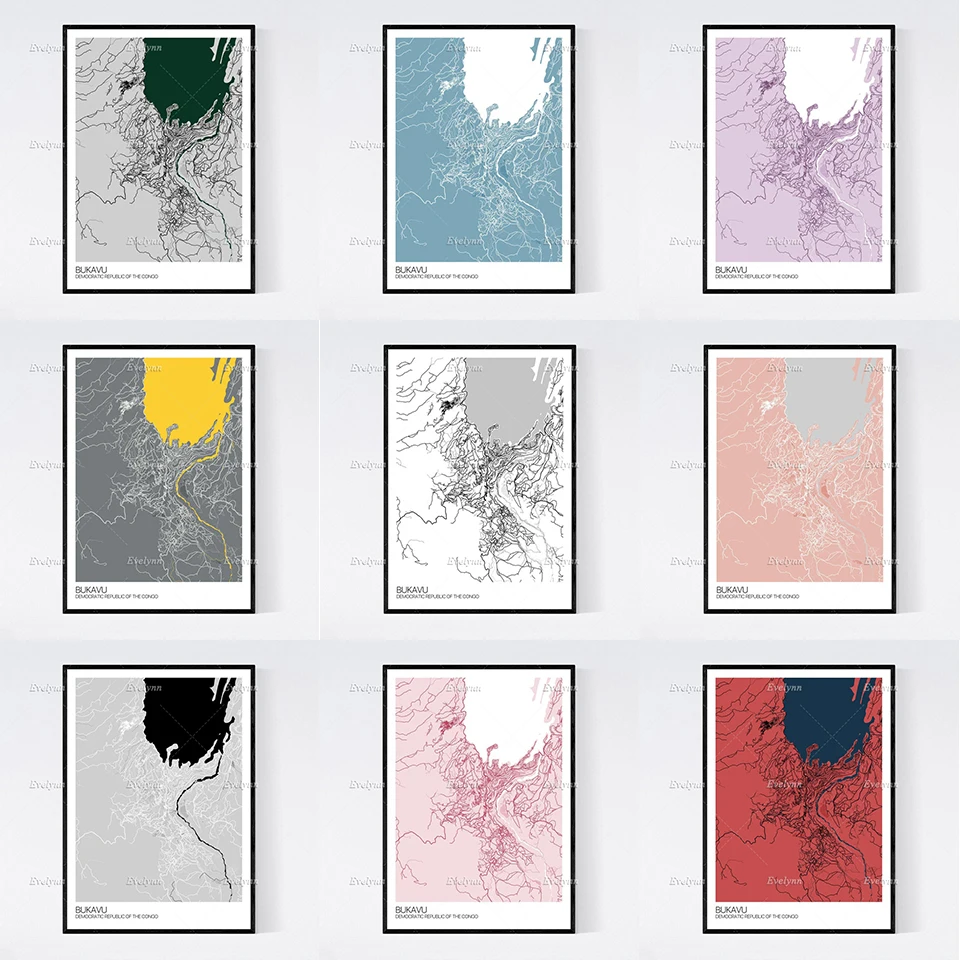 

Ibadan, Nigeria Map Nordic Retro Minimalism Painting Poster and Print on Canvas Wall Art Modular Picture Home Decoration Cuadros