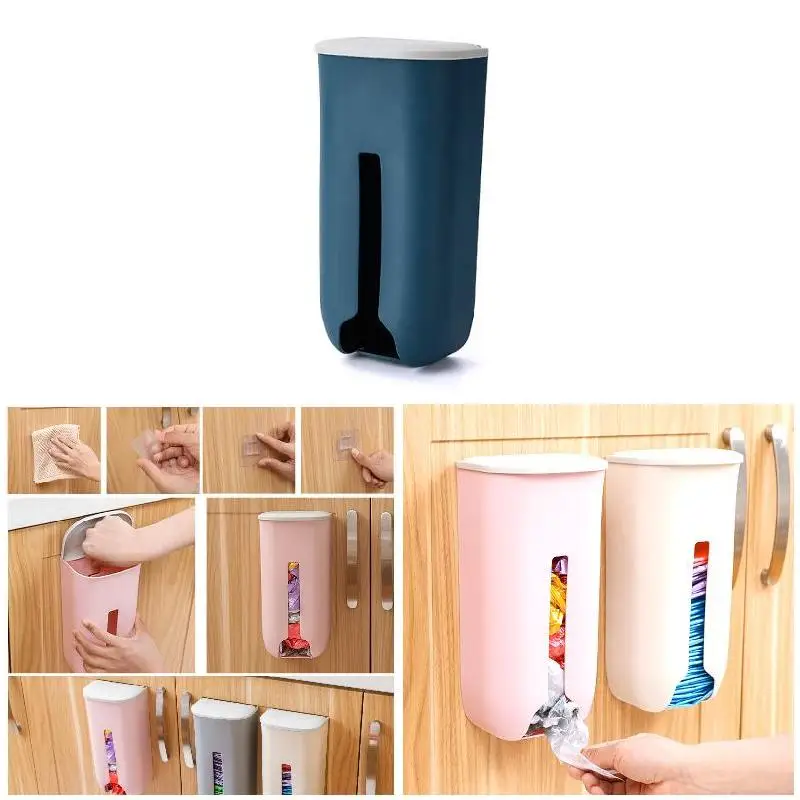 

Plastic Bag Dispenser Wall Mounted Grocery Garbage Trash Bag Organizer for Home Kitchen QP2