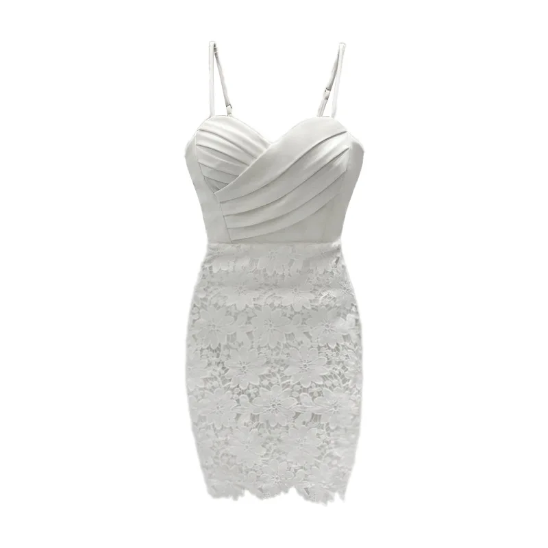 

Elegant Lace Deep V Neck Spaghetti Strap Cocktail Dress Slim Bodycon Vestidos Vintage Fashion Beach Dress Sexy Summer Dress