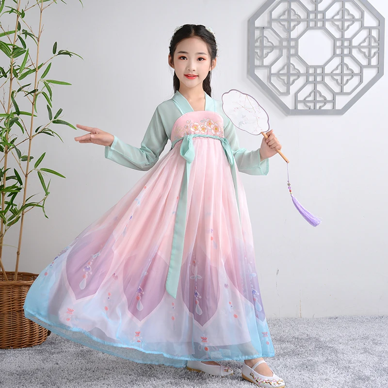 

Hanfu Little Girls' Summer Chinese Style Traditional Dresses Kids Fairy Ancient Costume Children Cosplay Folk Dance