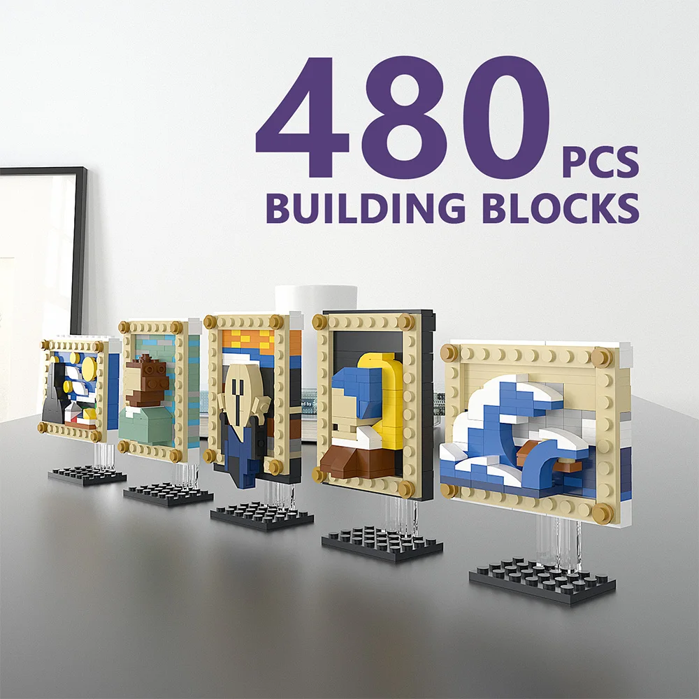 Пиксельные художественные кирпичи знаменитые мини-строительные блоки Мона