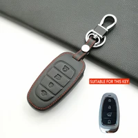 leather car key case for hyundai palisade grandeur azera elantra gt kona 2018 2019 smart remote fob protector cover accessories