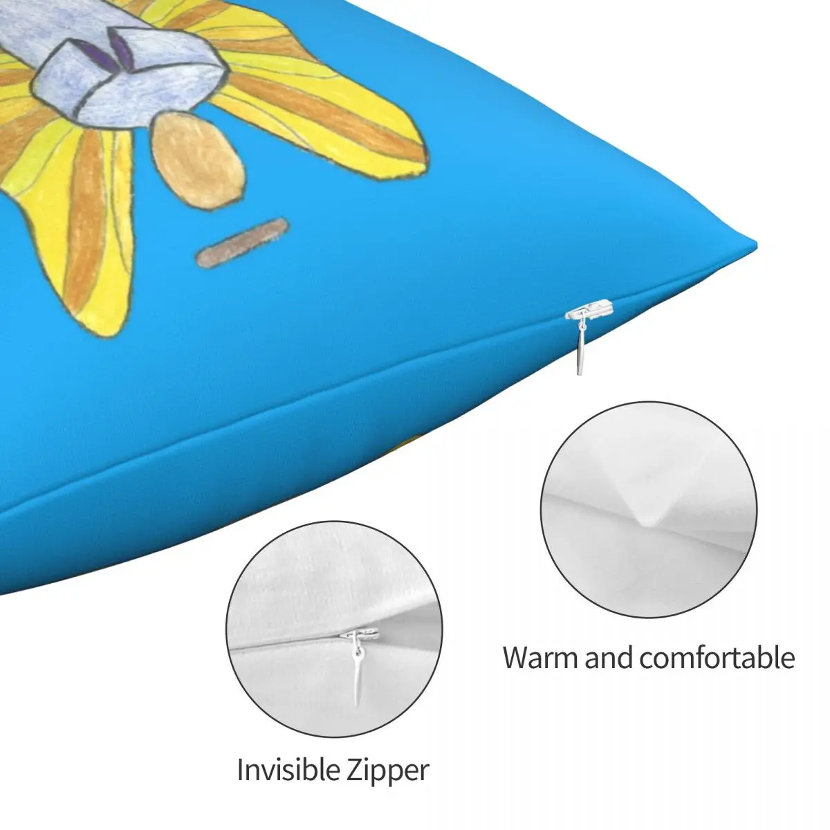 Забавный Ангел на синей задней поверхности квадратная подушка чехол наволочка