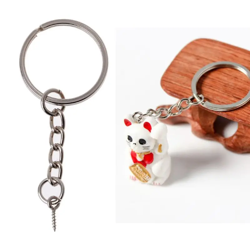 

2021 New 50Pcs Silver Screw Eye Pin Split Key Chains With Open Jump Ring Jewelry Making