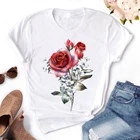 Женская футболка с коротким рукавом, с принтом розы