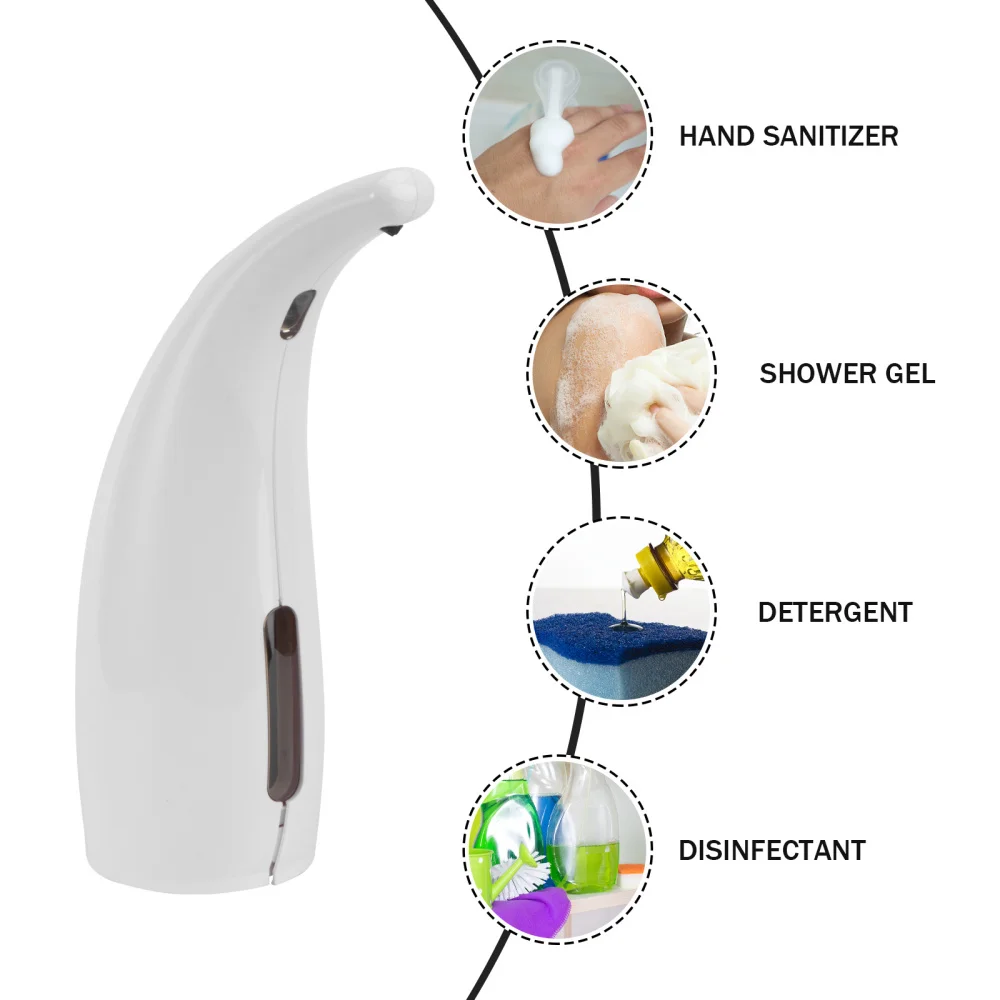 

White Soap dispenser Touchless Automatic ABS Soap Dispenser Motion Sensor Hand Free Dish Soap for Kitchen and Bathroom without B