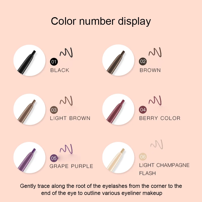 Гелевая подводка-карандаш Novo для макияжа 6 цветов |
