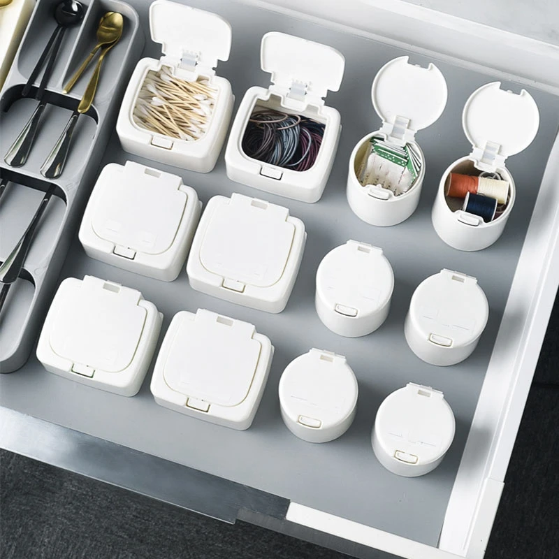 

5Pcs Button Type Tissue Box Desktop Floss Storage Case Open